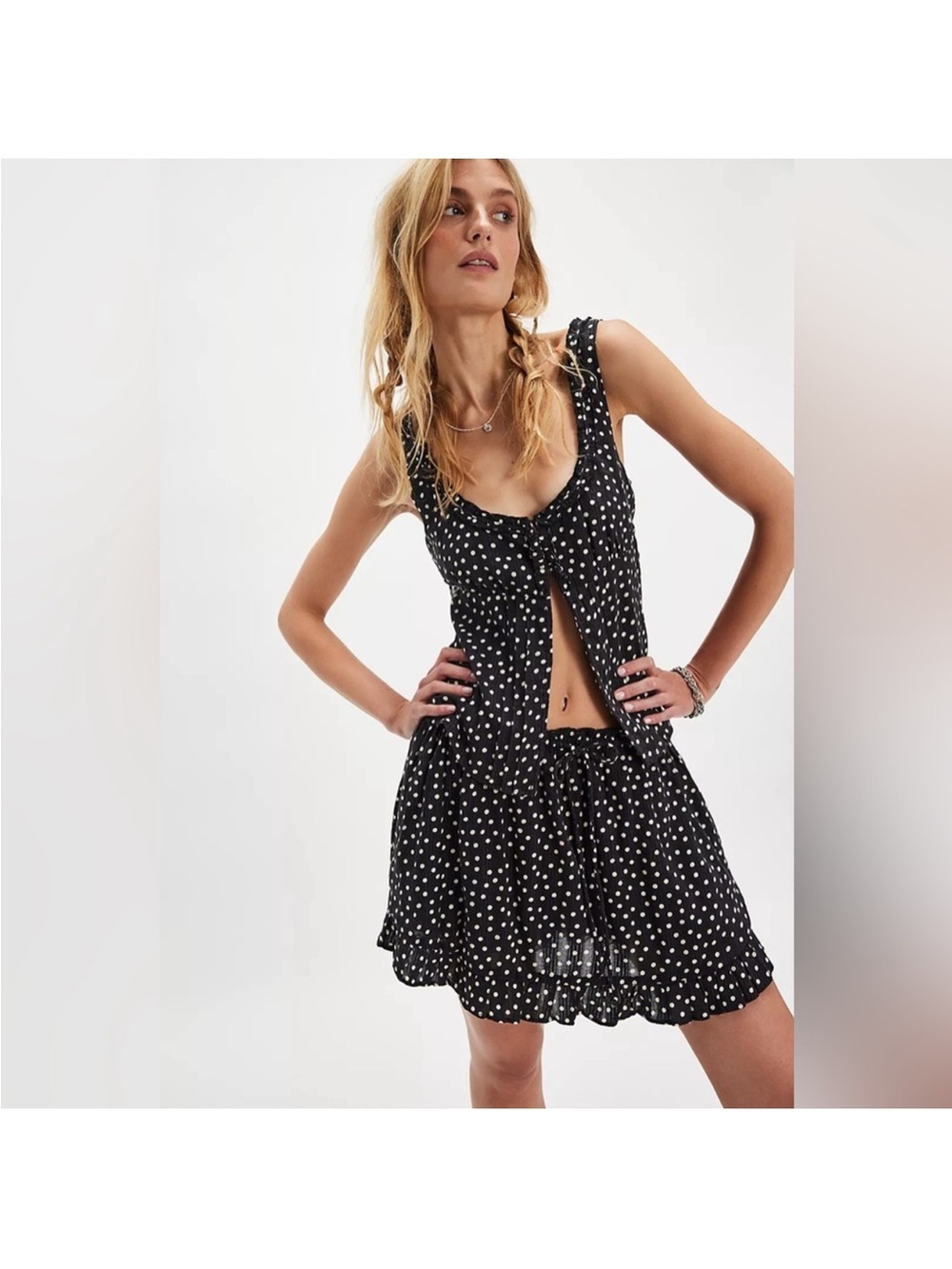 Free People Ella Set Polka Dot Skirt and Tank Set